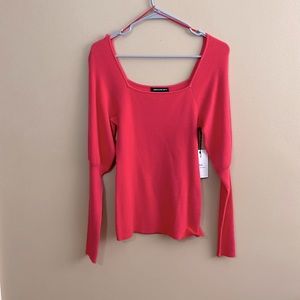 Something Navy Square Neck Sweater Juliet Long Sleeves Orange Slice NOT YELLOW
